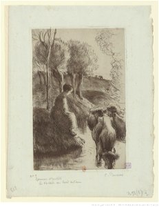 Pissarro - Vachère au bord de l'eau, 8e état, btv1b6955226q