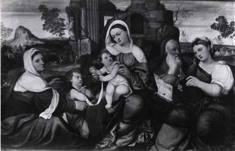 Pitati Bonifacio de', Madonna con Bambino tra san Giovannino, sant'Elisabetta e due santi, inv. 411 (409)