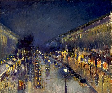 Camille Pissarro, The Boulevard Montmartre at Night, 1897. Free illustration for personal and commercial use.