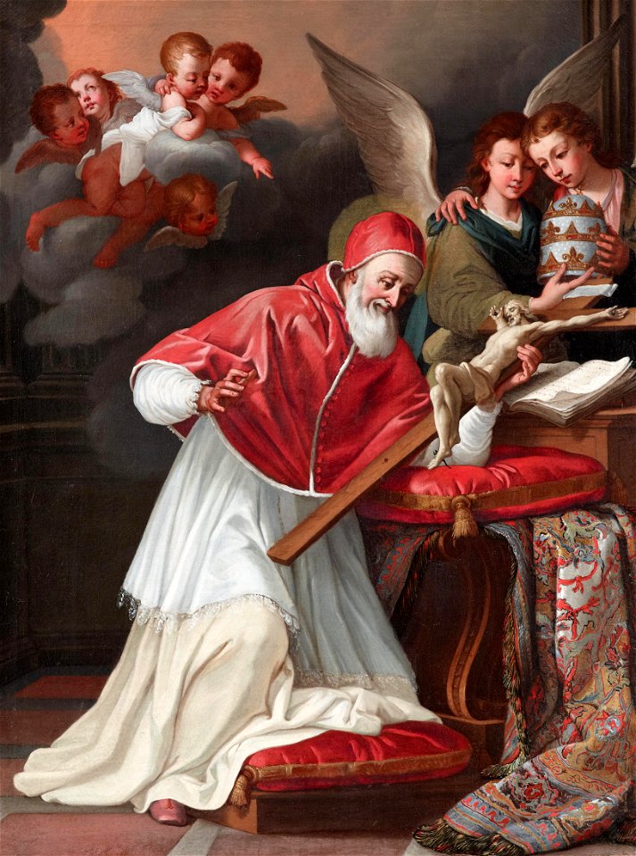 Pius V and crucifix Rome 18c