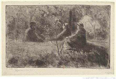 Pissarro - Repos (du dimanche) dans le bois, 3e état, btv1b69552363