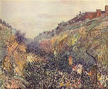 Camille Pissarro - Boulevard Montmartre, Mardi Gras, au coucher du soleil - Kunstmuseum Winterthur. Free illustration for personal and commercial use.