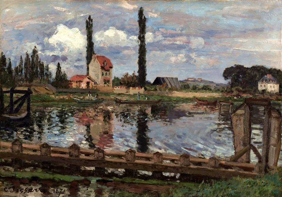 Camille Pissarro - Au bord de la Seine à Port Marly (1871)