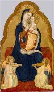 Puccio di Simone - Madonna and Child with Angels - Norton Simon Museum of Art, Pasadena. Free illustration for personal and commercial use.