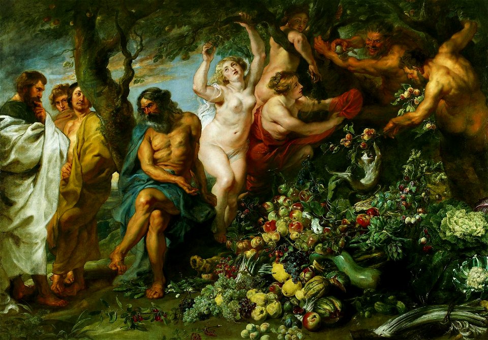Pitágoras prohíbe comer animales y habas (Rubens y Snyders)