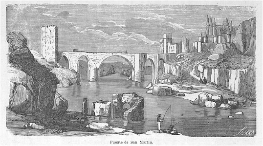 Puente de San Martín, Toledo, de Urrabieta. Free illustration for personal and commercial use.