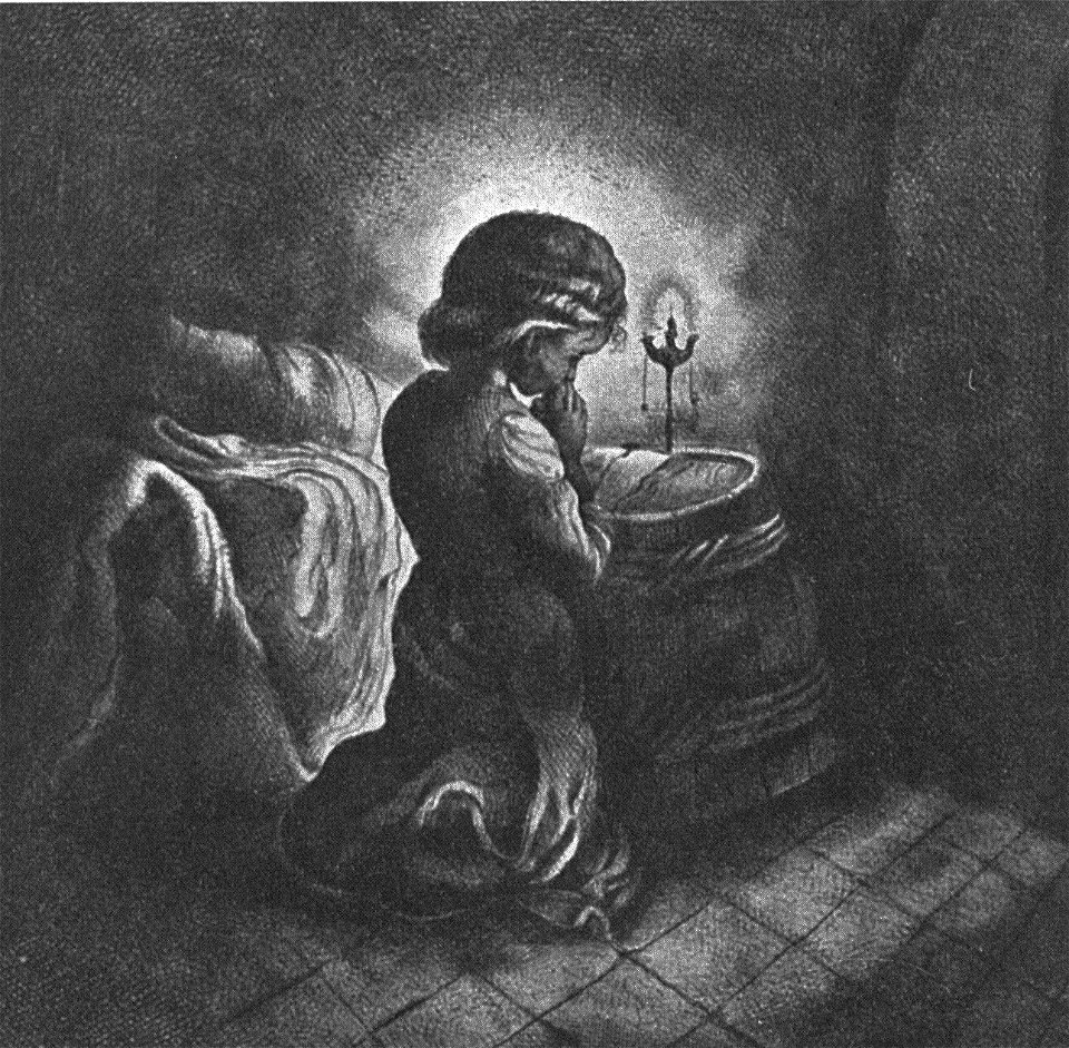 PL Dzieła Cyprjana Norwida (Pini) page 314 - praca Norwida - sztych 'Modlące się dziecko'