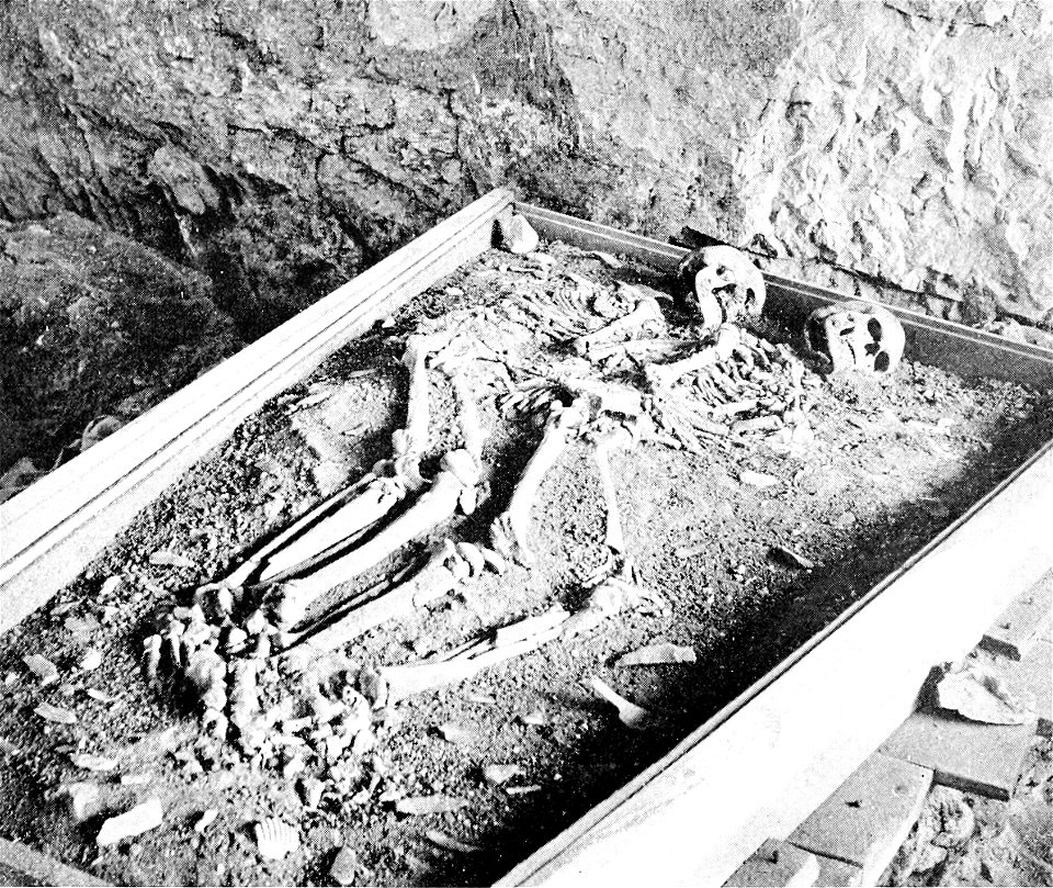 PSM V48 D030 Paleolithic skeleton discovered in a rochers rouge cave 1892