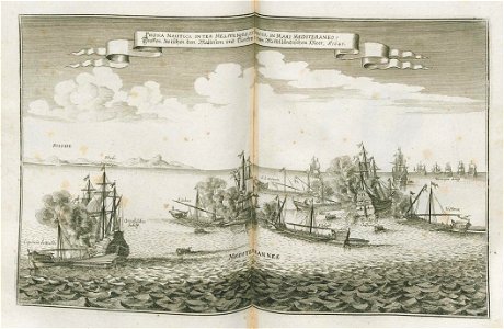 Pugna Nautica inter Melitenses, et Turcos, in Mari Mediteraneo (1707, original)