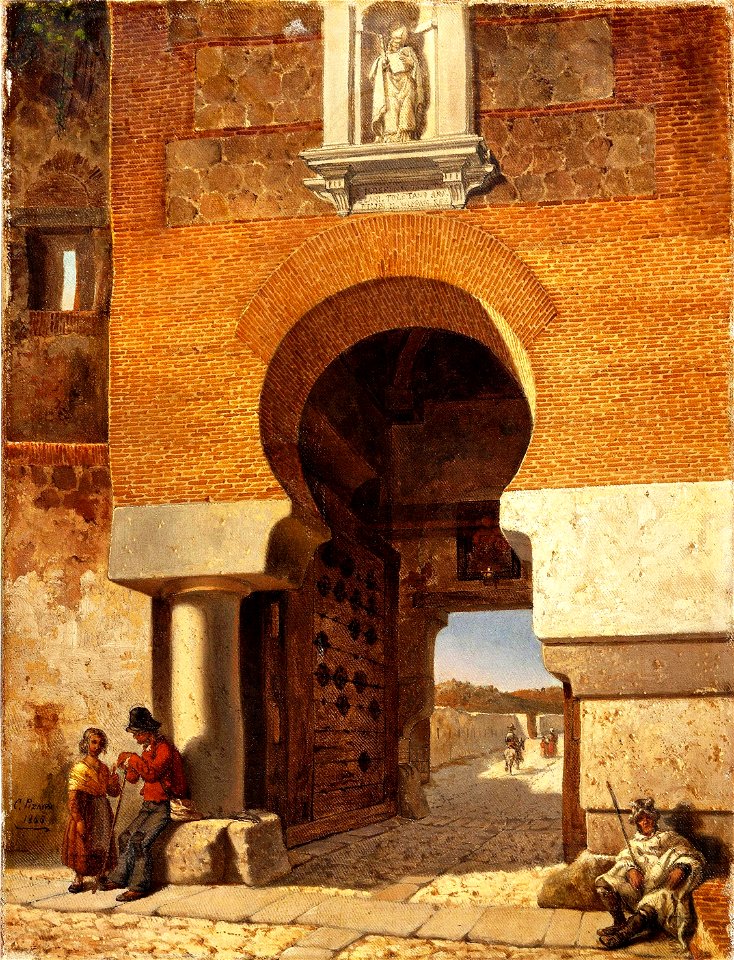 Puerta árabe de la plaza de armas en el puente de Alcántara de Toledo (Museo del Prado)