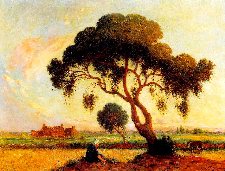 Puigaudeau, Ferdinand du - Breton Woman Seated under a Large Tree