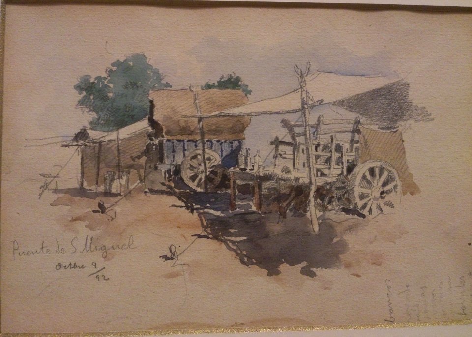 Puente de San Miguel, watercolor by Mariano Pedrero, 1892, collection of Marceliano Pedrero