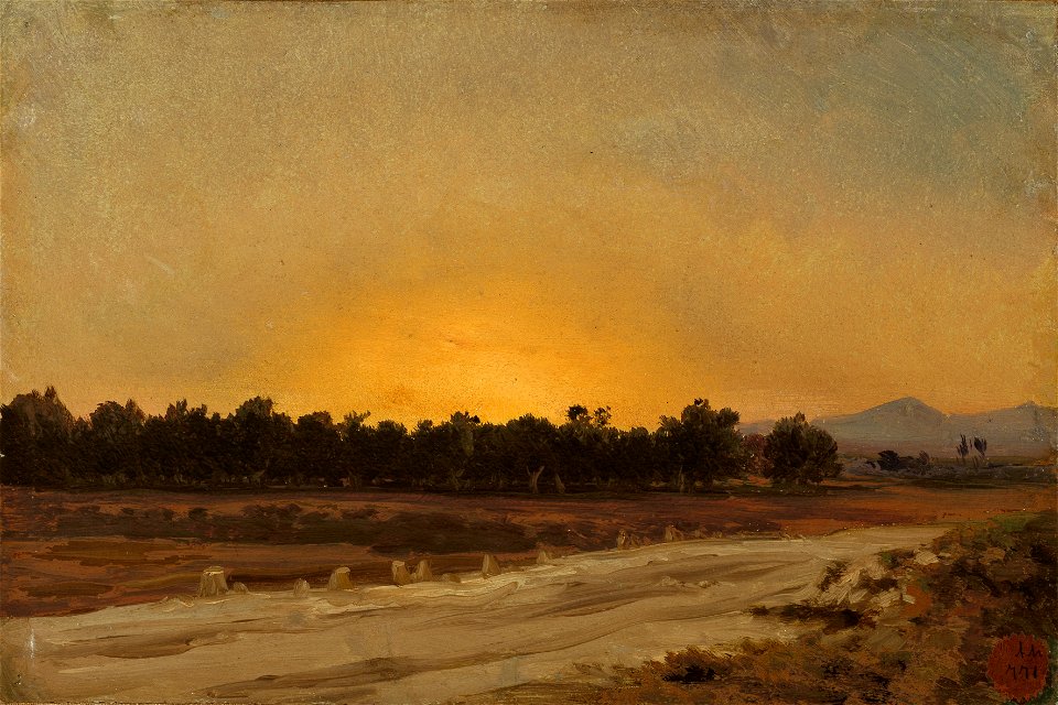 Puesta de sol (Elche), por Carlos de Haes