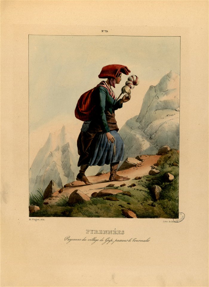 Pyrénées - Paysanne du village de Grip (i.e. Gripp) passant le Tourmalet - Fonds Ancely - B315556101 A PINGRET 023