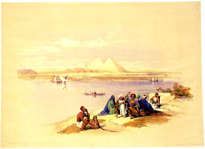 Pyramids of Gerzah, from the Nile-David Roberts