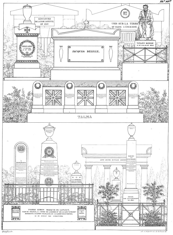 Quaglia - Le père Lachaise ou Recueil de dessins des principaux monuments de ce cimetière - Planche 10