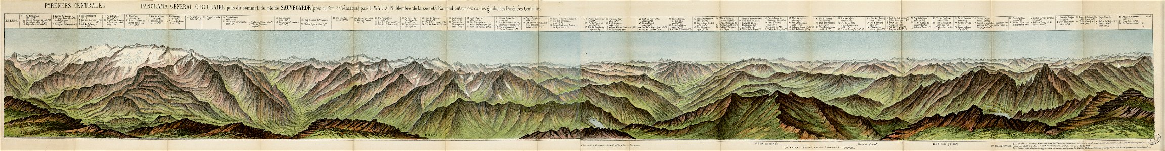 Pyrénées centrales - Panorama général circulaire pris du sommet du pic de Sauvegarde (près du Port de Vénasque) - Fonds Ancely - B315556101 A WALLON 3 001