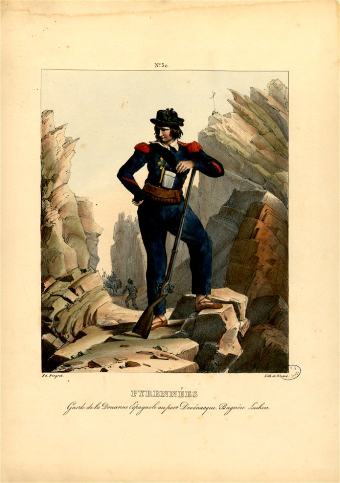 Pyrénées - Garde de la douanne espgnole au port de Vénasque, Bagnère Luchon (sic) - Fonds Ancely - B315556101 A PINGRET 032