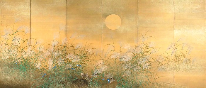 Quail Feeding Amidst Susuki and Kikyo by Matsumura Keibun - BMA