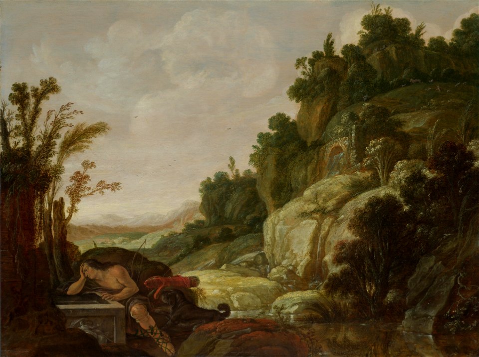 Jacob Pynas - Mountain landscape with Narcissus (National Gallery, London)