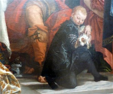 Pèlerins d'Emmaüs Veronese - boy and dog detail