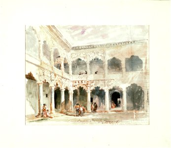 Pérez Villaamil, Jenaro - Courtyard of the Infantado Palace in Guadalajara (Spain) - Google Art Project