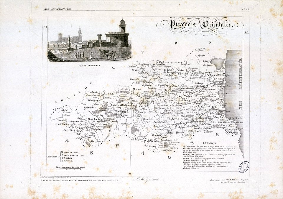 Pyrénées Orientales (Atlas départemental. La France et ses colonies, n° 65) - Fonds Ancely - B315556101 A CARTES 1 003
