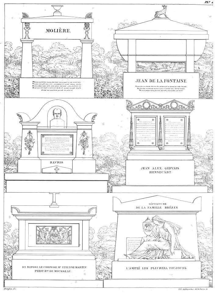 Quaglia - Le père Lachaise ou Recueil de dessins des principaux monuments de ce cimetière - Planche 4