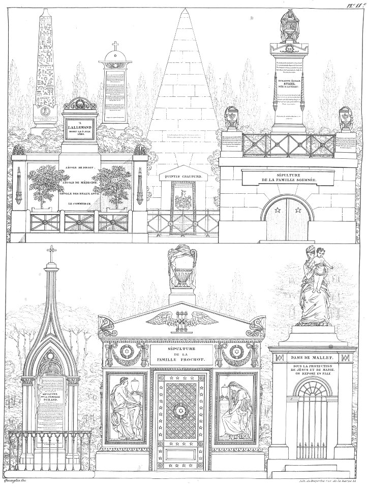 Quaglia - Le père Lachaise ou Recueil de dessins des principaux monuments de ce cimetière - Planche 11