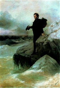 Pushkin farewell to the sea. Free illustration for personal and commercial use.
