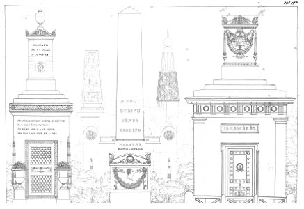 Quaglia - Le père Lachaise ou Recueil de dessins des principaux monuments de ce cimetière - Planche 17