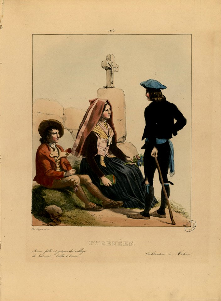 Pyrénées - Jeune fille et garçon du village de Laruns, Vallée d'Ossau - Cultivateur à Mauléon - Fonds Ancely - B315556101 A PINGRET 008