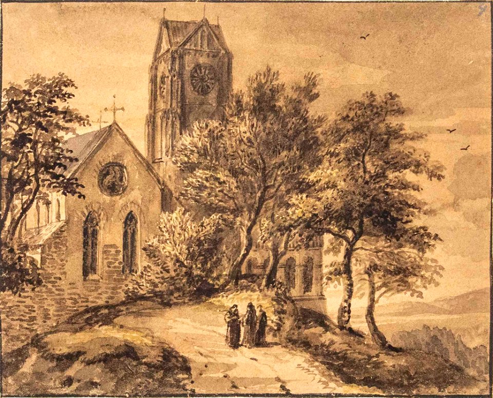 Quaglio (attr) Blick auf eine gotische Kirche