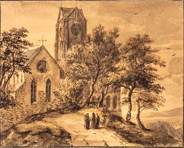 Quaglio (attr) Blick auf eine gotische Kirche