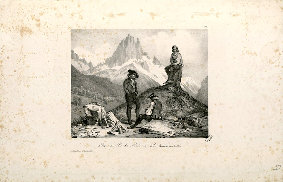 Pâtres au Pic du Midi de Pau (Basses Pyrénées) 1835 - Fonds Ancely - B315556101 A JACOTTET 1 057
