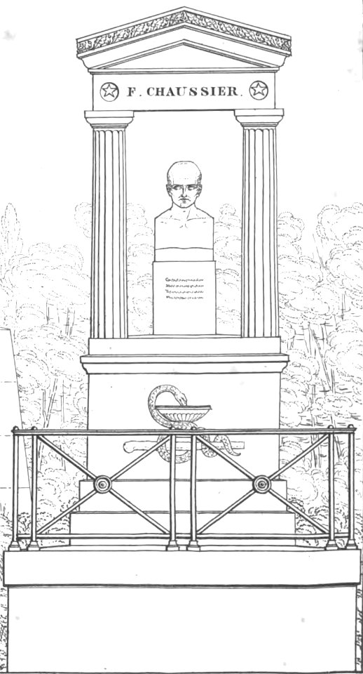 Quaglia - Le père Lachaise ou Recueil de dessins des principaux monuments de ce cimetière - Planche 9, Chaussier