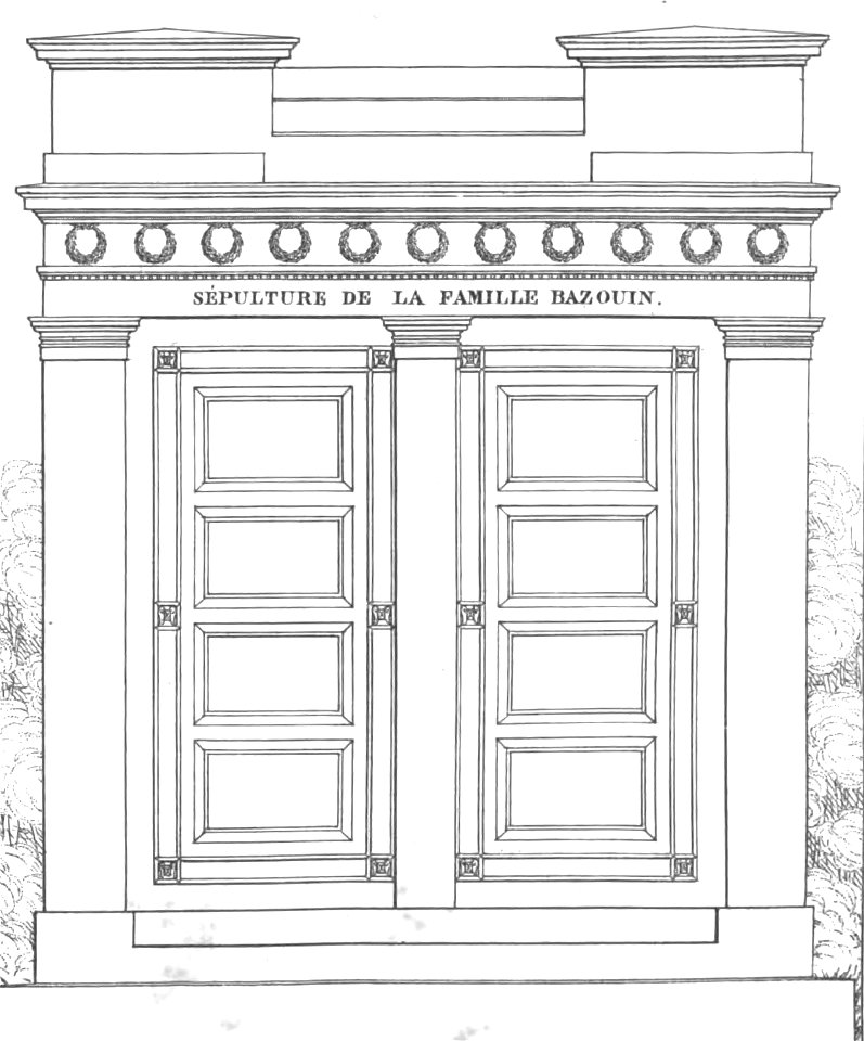 Quaglia - Le père Lachaise ou Recueil de dessins des principaux monuments de ce cimetière - Planche 13, Bazouin