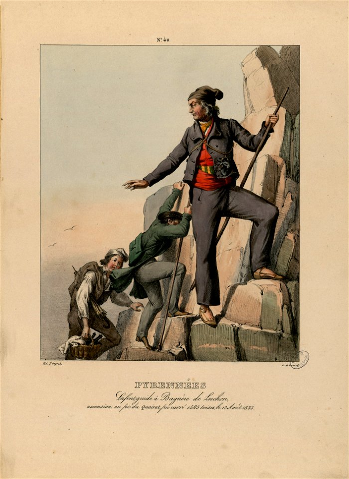 Pyrénées - Lafont, à Bagnère de Luchon, ascension au pic du Quairat, pic carré. 1585 toises, le 12 août 1833 - Fonds Ancely - B315556101 A PINGRET 042