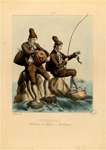 Pyrénées - Pêcheurs de truites à St Sauveur - Fonds Ancely - B315556101 A PINGRET 018