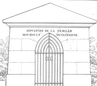 Quaglia - Le père Lachaise ou Recueil de dessins des principaux monuments de ce cimetière - Planche 3b, Mouroult de Villeneuve
