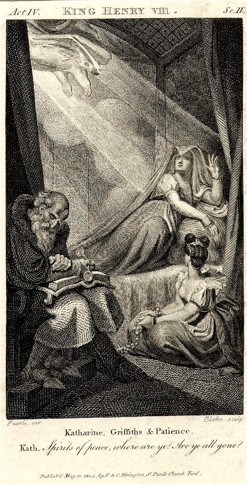 Queen Katharine's Dream Henry VIII 1804 engraving after Fuseli for 1805 Steevens-Chalmers Shakespeare edition vol vii facing pg 235