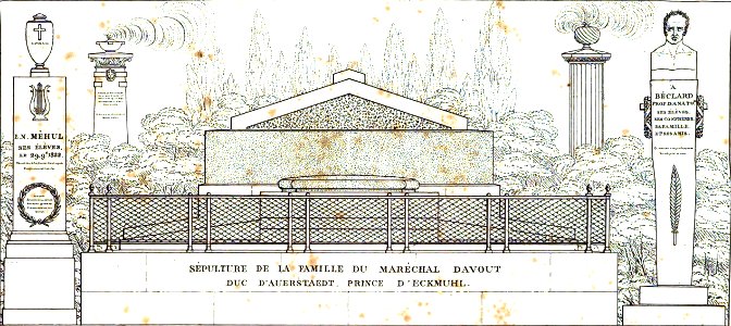 Quaglia - Le père Lachaise ou Recueil de dessins des principaux monuments de ce cimetière - Planche 2a