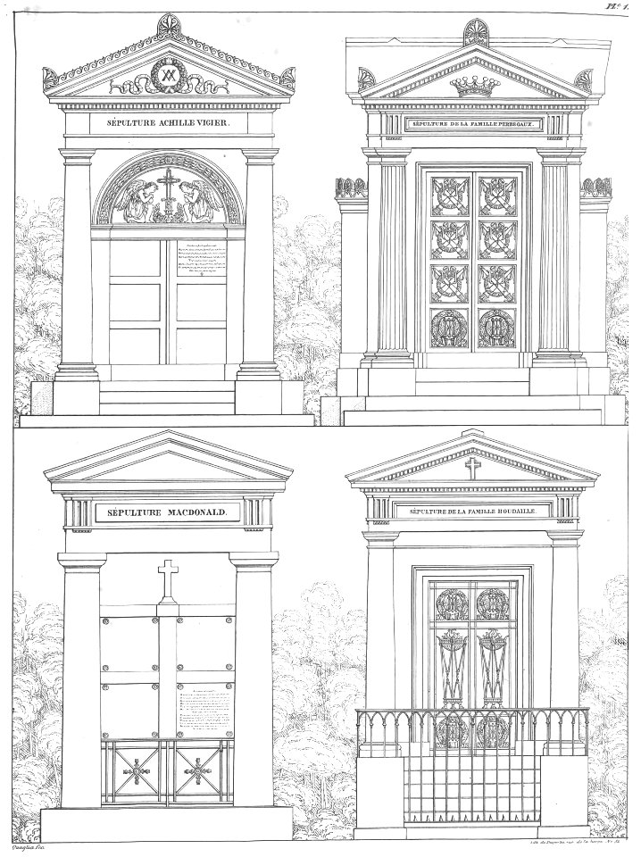 Quaglia - Le père Lachaise ou Recueil de dessins des principaux monuments de ce cimetière - Planche 14