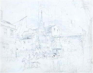 Queen Victoria being welcomed beneath a decorated Arch - Ebenezer Landells - 1845