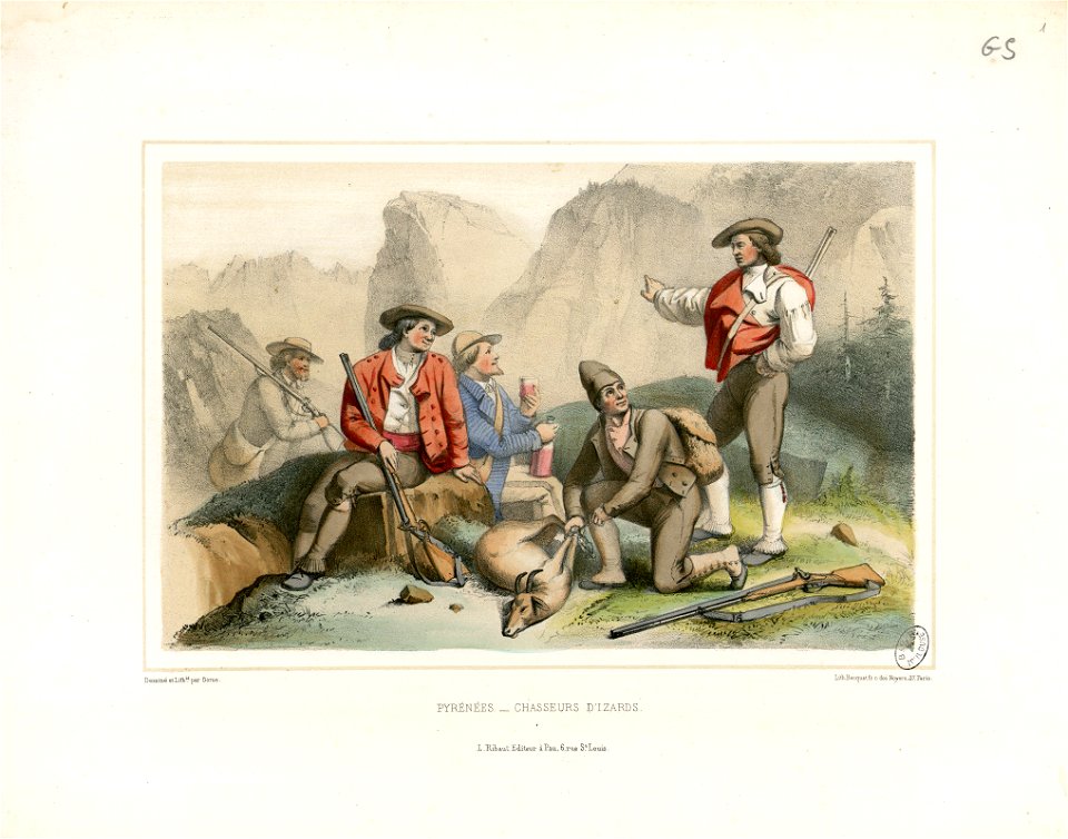 Pyrénées - Chasseurs d'Izards (i.e. isards) - Fonds Ancely - B315556101 A GORSE 9 028