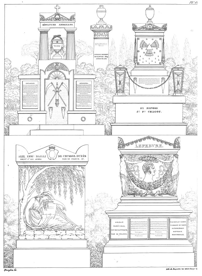Quaglia - Le père Lachaise ou Recueil de dessins des principaux monuments de ce cimetière - Planche 12