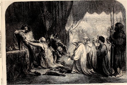 Queen Philippa interceding with her Husband Edward III for the Burgesses of Calais, by John Gilbert - ILN 1861