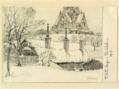 På Hvita Bergen 1924 , Stockholm, Södermalm, Vita bergen, bebyggelse och Sofia kyrka i Bakgrunden - Nordiska museet - NMA.0090949