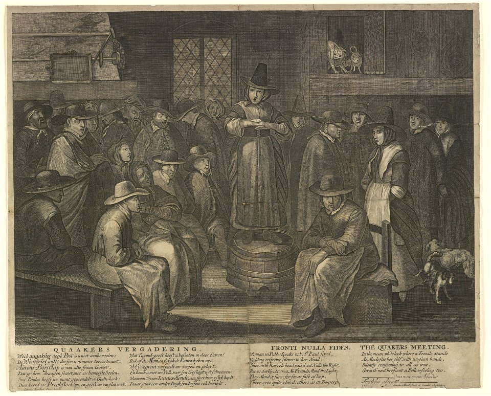 Quaakers vergadering. Fronti nolla fides. The Quakers meeting LCCN2003677834