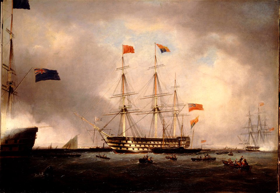 Queen Victoria's Visit to HMS 'Queen' at Portsmouth, 1 March 1842 RMG BHC0629
